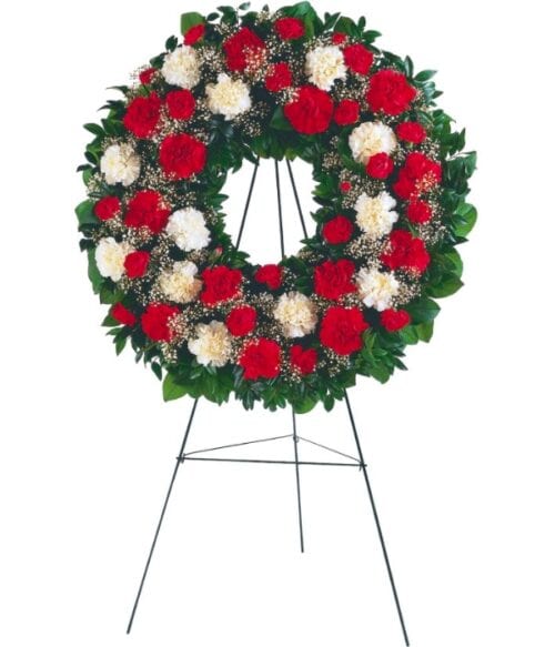 Standing Sympathy Spray, Circular Funeral Wreath, Hoover Fisher Florist