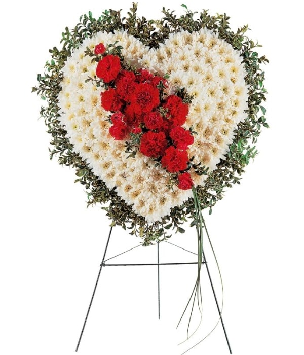 Standing Sympathy Spray, Heart Shaped Funeral Spray, Hoover Fisher Florist