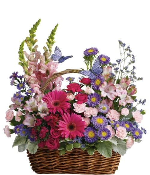 Flowers in a Basket, Basket Full of Fresh Flowers, Hoover Fisher Florist, Farm-Fresh Flowers