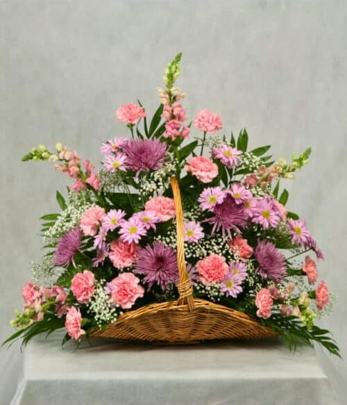 Funeral Flower Basket, Fireside Sympathy Basket, Hoover Fisher Florist, Funeral Flowers