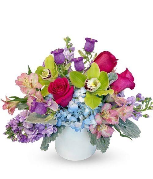 Red Roses, Cymbidium Orchids